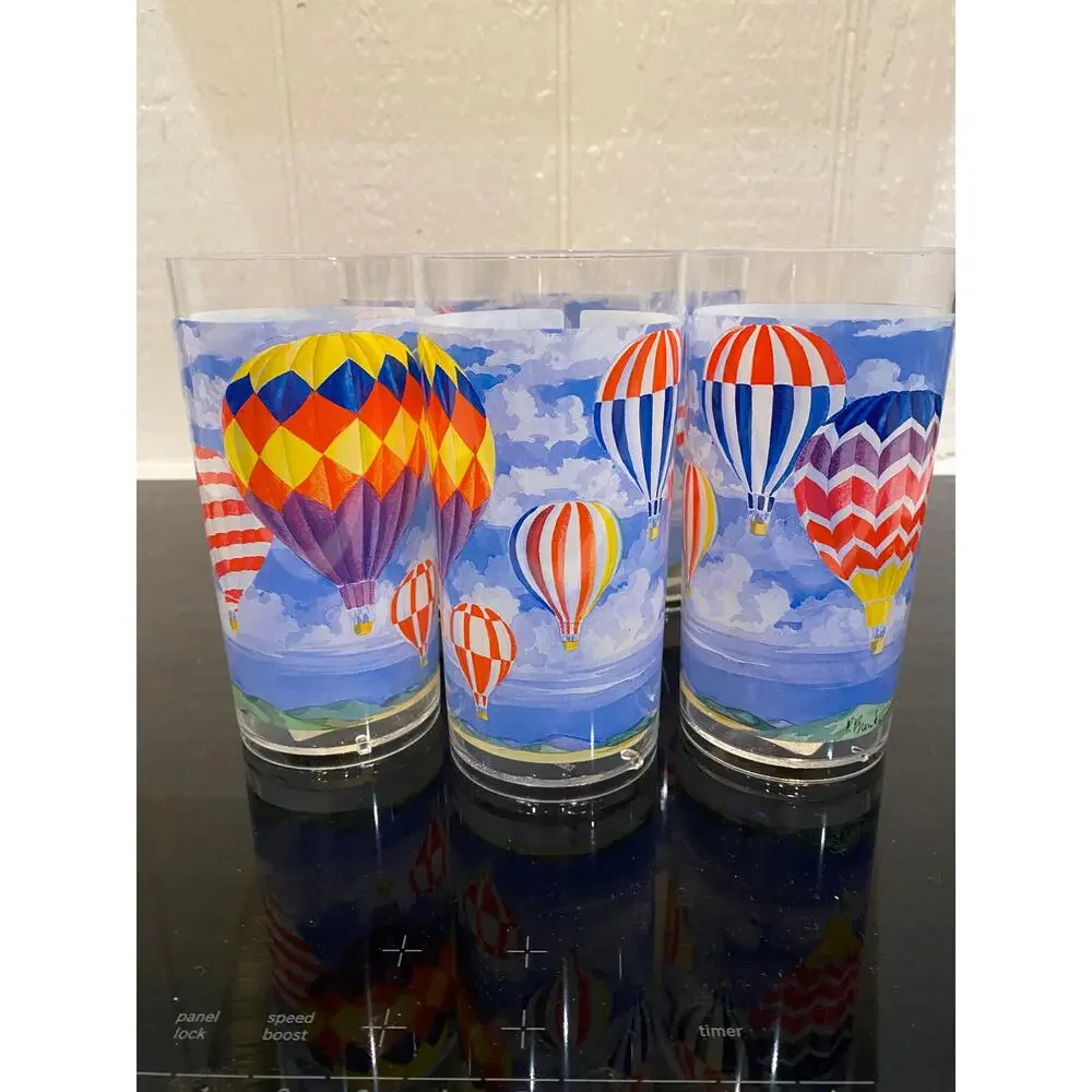 Paul Brent Sakura Evolution Hot Air Balloon Set of 6 Hi-Ball Tumblers 6.25
